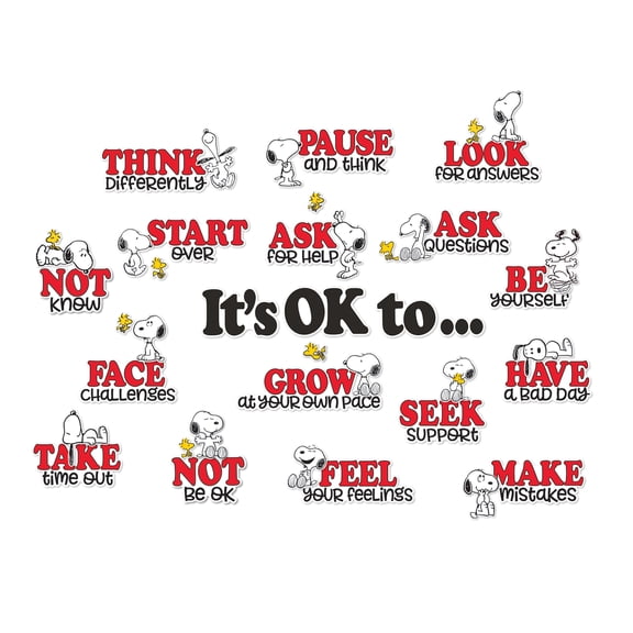 Eureka Peanuts Snoopy It's Ok to... Bulletin Board Set, 42 Pieces