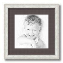 ArtToFrames 13x13" Matted Picture Frame with 9x9" Single Mat Photo Opening Framed in 1.25" Off White Wash on Ash and 2" Chestnut Mat (FWM-4098-13x13)