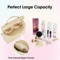 thumbnail image 4 of Cosmetic Makeup Bag Toiletry Pouch Make up Organizer for Women Cosmetic Handbag with Portable Flip Double Zipper for Travel, Beige, 4 of 5