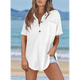 thumbnail image 2 of Camiseta de Gofre con Cuello en V y Corta para Mujer, Color , Talla L, 2 of 4