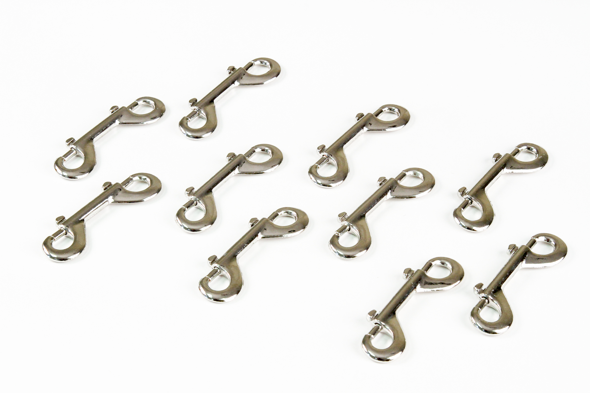 10 Silver Double Key Ring Snap Bolt Trigger Clip 60 Flag 4 Inch Key