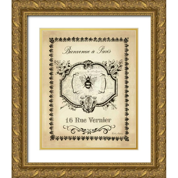Adams, Emily 20x24 Gold Ornate Wood Framed with Double Matting Museum Art Print Titled - Paris Bees I