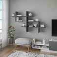 thumbnail image 3 of Ada Home Decor Furniture 59" 3 Tier Anthracite Warren Modern Wall Shelf, 3 of 7