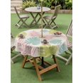thumbnail image 4 of Outdoor Tablecloth with Umbrella Hole for Patio/Picnic/Party/Camping, Monstera Leaves Waterproof Table Cloth Round Cover Washable, Green Pink Tropical Summer Botanical Rustic (Dia 54"), 4 of 9