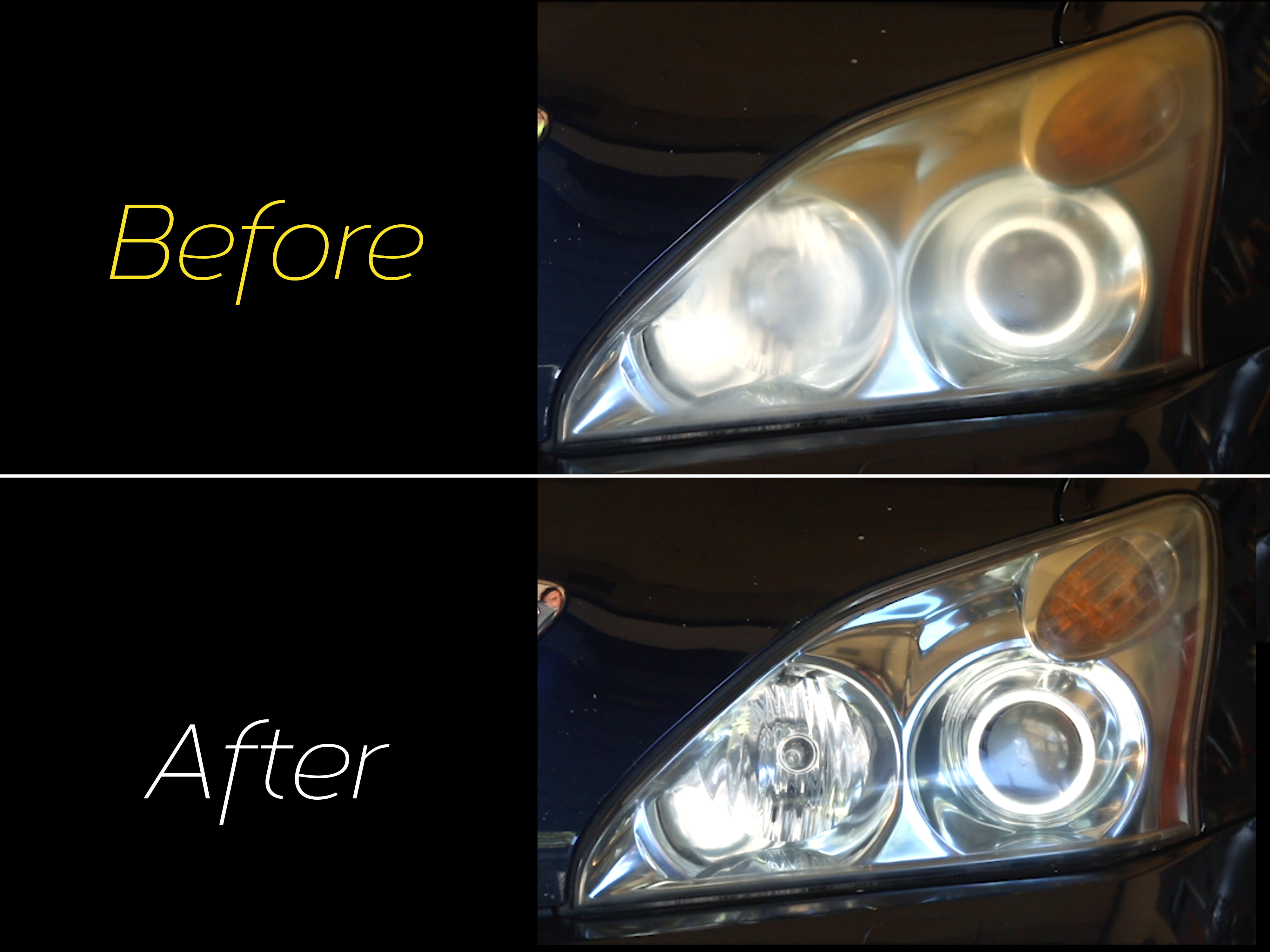A before and after of my headlights. Used the Meguiar's Heavy Duty  Headlight Restoration Kit. : r/FocusST