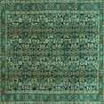 thumbnail image 1 of Ahgly Company Machine Washable Indoor Square Persian Turquoise Blue Traditional Area Rugs, 8' Square, 1 of 4