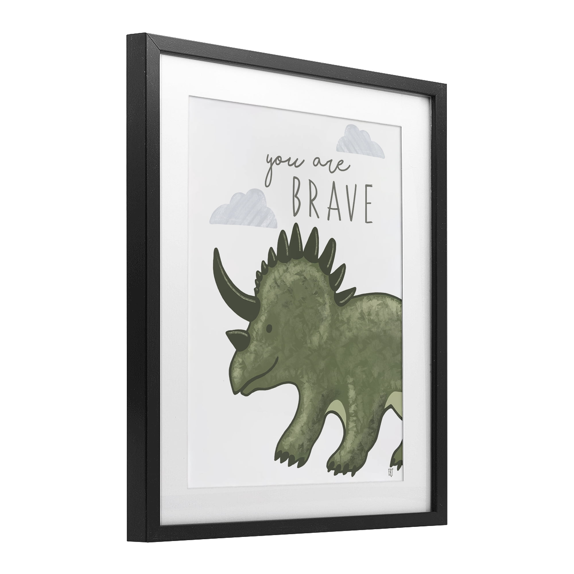 Stupell Industries You Are Brave Dinosaur Black Framed Print Under Glass, design by Elizabeth Tyndall