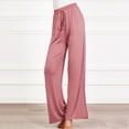 thumbnail image 2 of Wide Leg Yoga Pants Drawstring High Waisted Solid Pink Cotton Soft Long Palazzo Pants Lounge Pajamas Pant Dance Trousers, 2 of 6