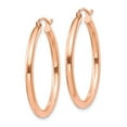 thumbnail image 2 of 14k Rose Gold Polished 2.5mm Lightweight Tube Hoop Earrings, 2 of 3