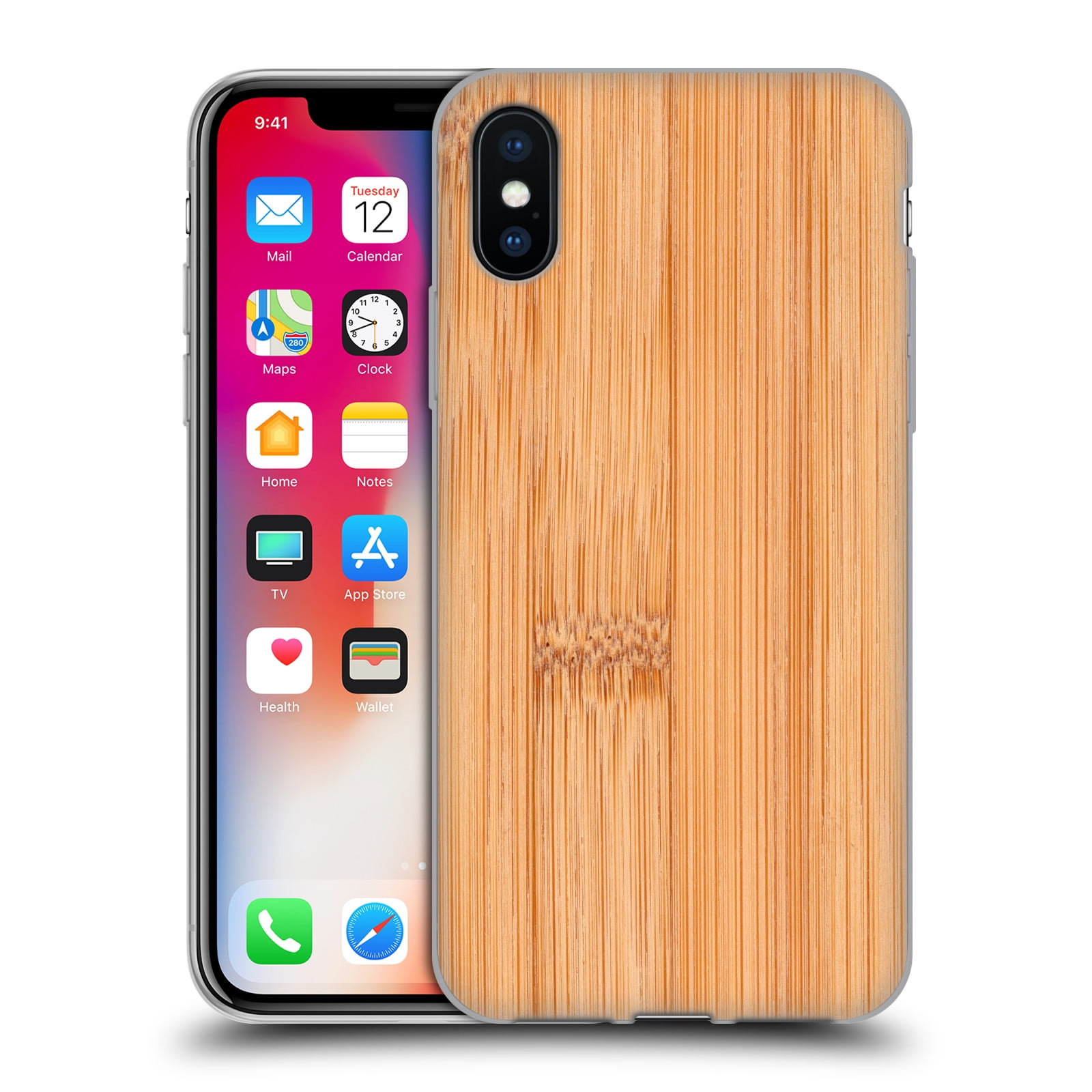 Head Case Designs Officially Licensed PLdesign Wood And Rust Prints Light Brown Bamboo Soft Gel Case Compatible with Apple iPhone X / iPhone XS