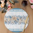 thumbnail image 3 of Blue Coastal Round 13 Inch Placemats Set of 2, Ocean Eucalyptus Starfish Coral Leaves HeatResistant Non Slip Place Mats for Dining Table, Wipeable Braided Kitchen Table Mats for Housewarming, 3 of 9