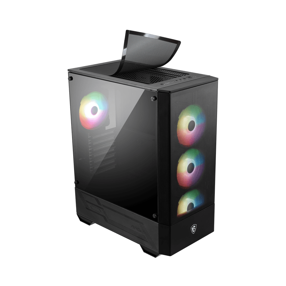 MSI MAG FORGE 112R WMT ARGB Mid-Tower ATX PC Case - 4X Pre-installed Fans, High Airflow, Magnetic Dust Filter, Tool-less Side Panel, Black