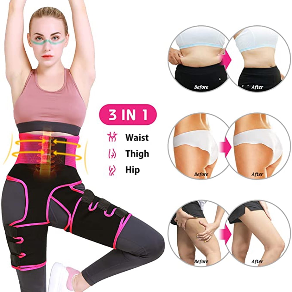 3 in 1 Sauna Thigh Trimmer High Waist Trainer Body Shaper Butt Lifter Sweat Belt 
