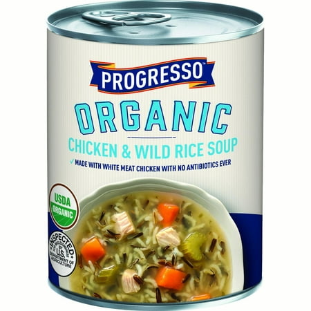 (4 Pack) Progresso Organic Chicken and Wild Rice Soup, 14