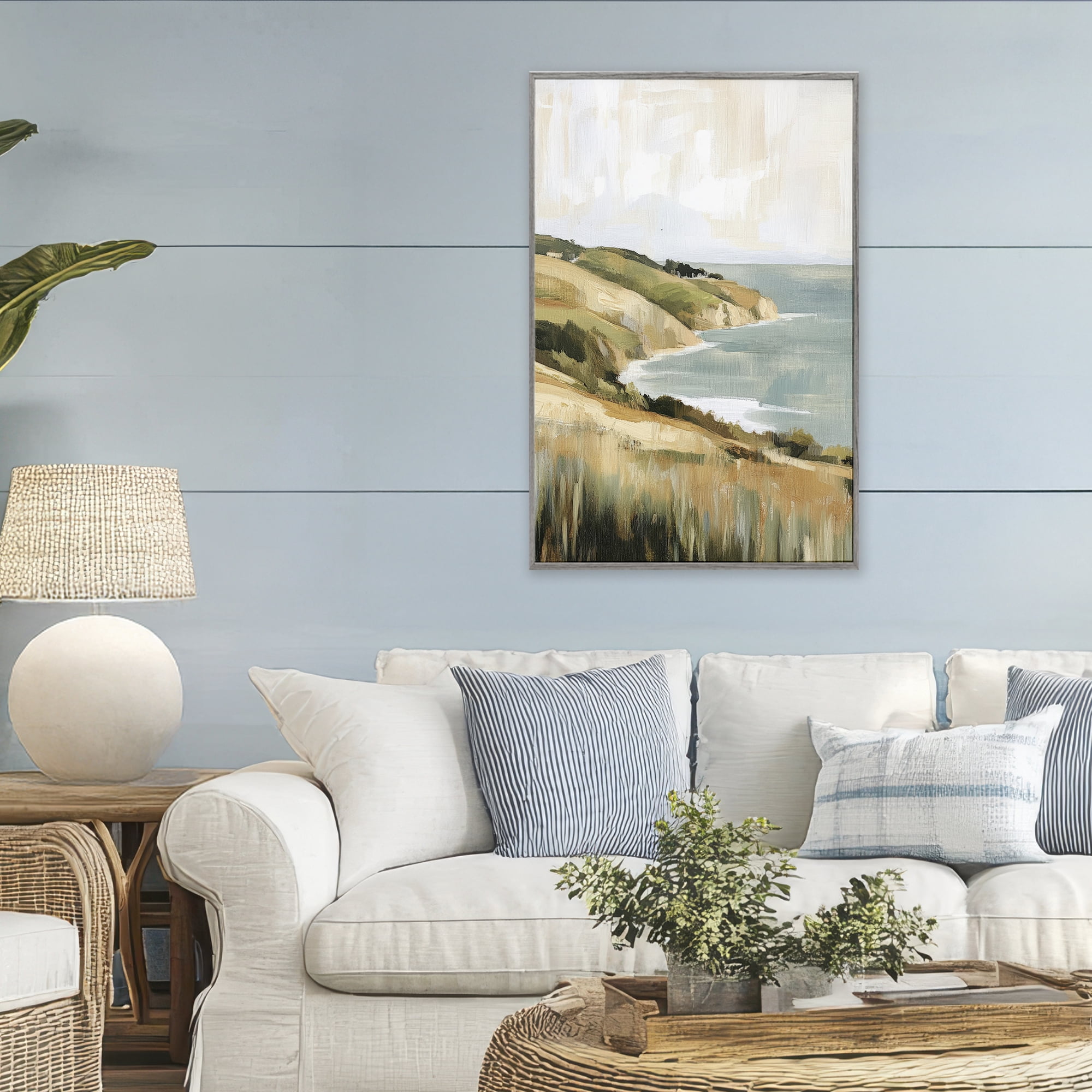 Stupell Industries Serene Cliff in Morning Light Gray Framed Giclee Art, design by Petal Prints Design