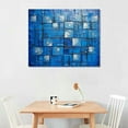 thumbnail image 2 of JEUXUS  Thick Textured Abstract Squares Canvas Wall Art Painted Artwork Modern Dark Blue add Silver Painting for Home Decor Framed Ready to Hang, 2 of 4