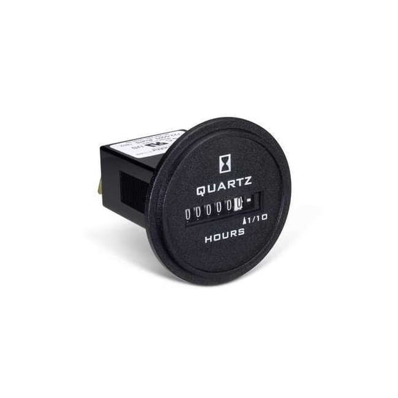 Trumeter Hour Meter,AC Quartz,Flush,Round,6 Digit 722-0003