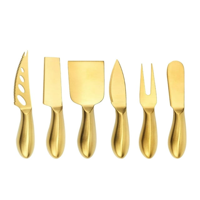 Juego de utensilios de cocina para queso, cortador de queso, cubiertos para queso, utensilios para hornear 6 uds dorado