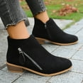 thumbnail image 3 of Suede Ankle Boots for Women Casual Round Toe Low Stacked Heel Zip up Business Work Dress Fall Booties, 3 of 6