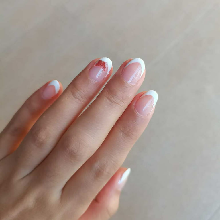 sheer pink nail polish french manicure