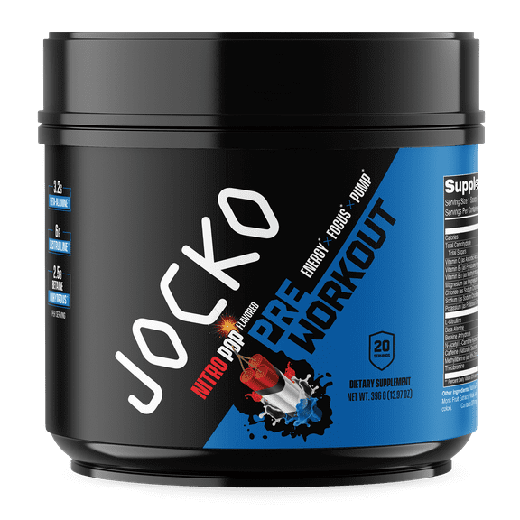 Jocko Fuel Preworkout Powder, Nitro Pop, High Stim, Sugar-Free Nootropic Blend to Support Muscle Pump, Energy, & Recovery 200mg Caffeine, 20 Servings