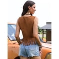thumbnail image 3 of DARING DIVA Women's Fringe Cowgirl Sleeveless Faux Suede Tassel Vest M Brown, 3 of 6