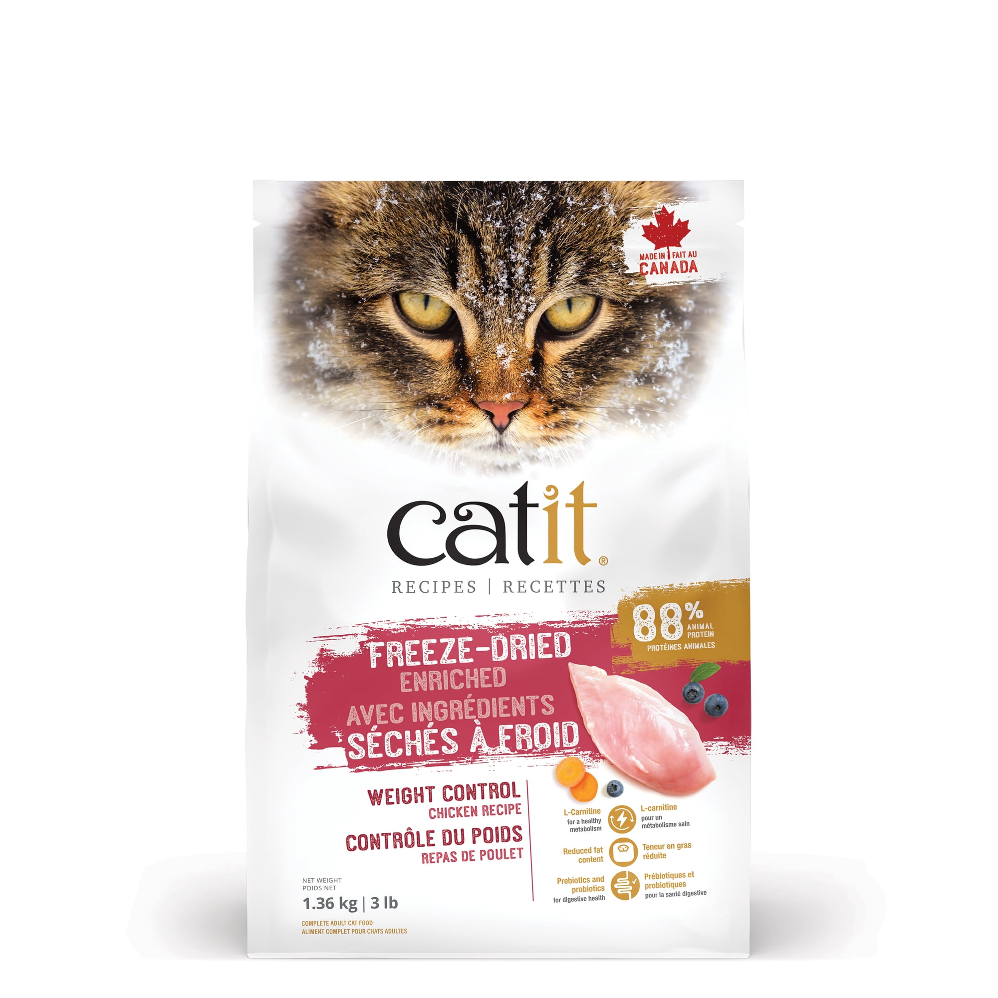Catit Recipes Freeze-Dried Enriched Weight Control, Chicken Recipe Dry Cat  Food, 1.36kg (3Lb)