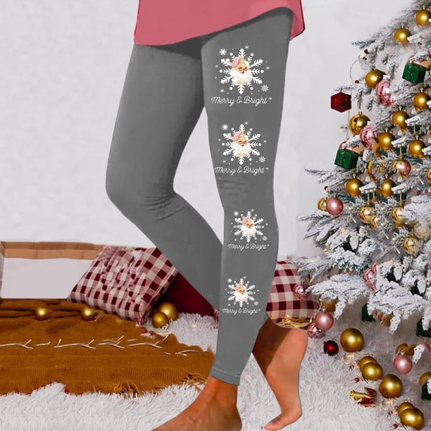 WILLBEST Leggings de Mujer, Cintura Alta, para Entrenamiento, Yoga, Pantalones Suaves, Elásticos, con Estampado Navideño, Bloques de Color, Cómodos, para Fitness Chica