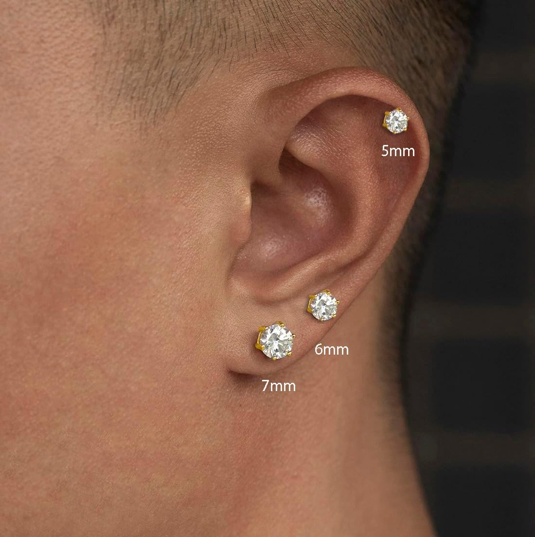 Solid 925 Sterling Silver Cubic Zirconia Stud Earrings for Women Teens Round CZ Stud Earrings 3 Pairs Stud Earrings Set Simulated Diamond Studs