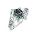 thumbnail image 3 of RYLOS Rings for Women 14K White Gold Greek Key Designer Ring 9X7MM Gemstone & Diamond Ring June Alexandrite Jewelry  Size 9, 3 of 7