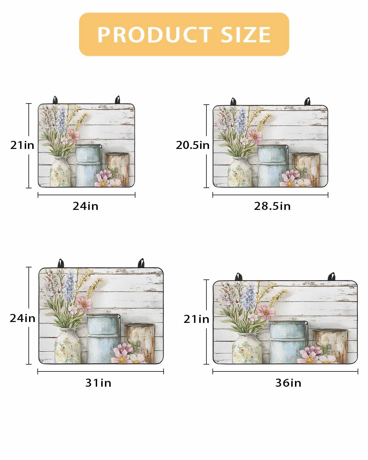 nqOlkjepod Large Induction Cooktop Protector Mat 24"x21", Farm Flowers Stove Top Covers for Electric Stove, Daisies Lavender Botanical Art Peony Wooden Stove Burner Cover Mats, Glass Top Stove Cover