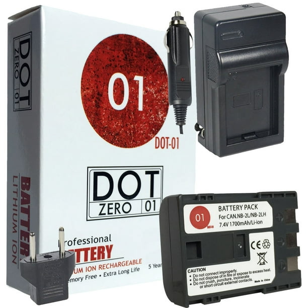 DOT-01 Brand 1700 mAh Replacement Canon NB-2L Battery and Charger for Canon Optura 60 Camcorder ...
