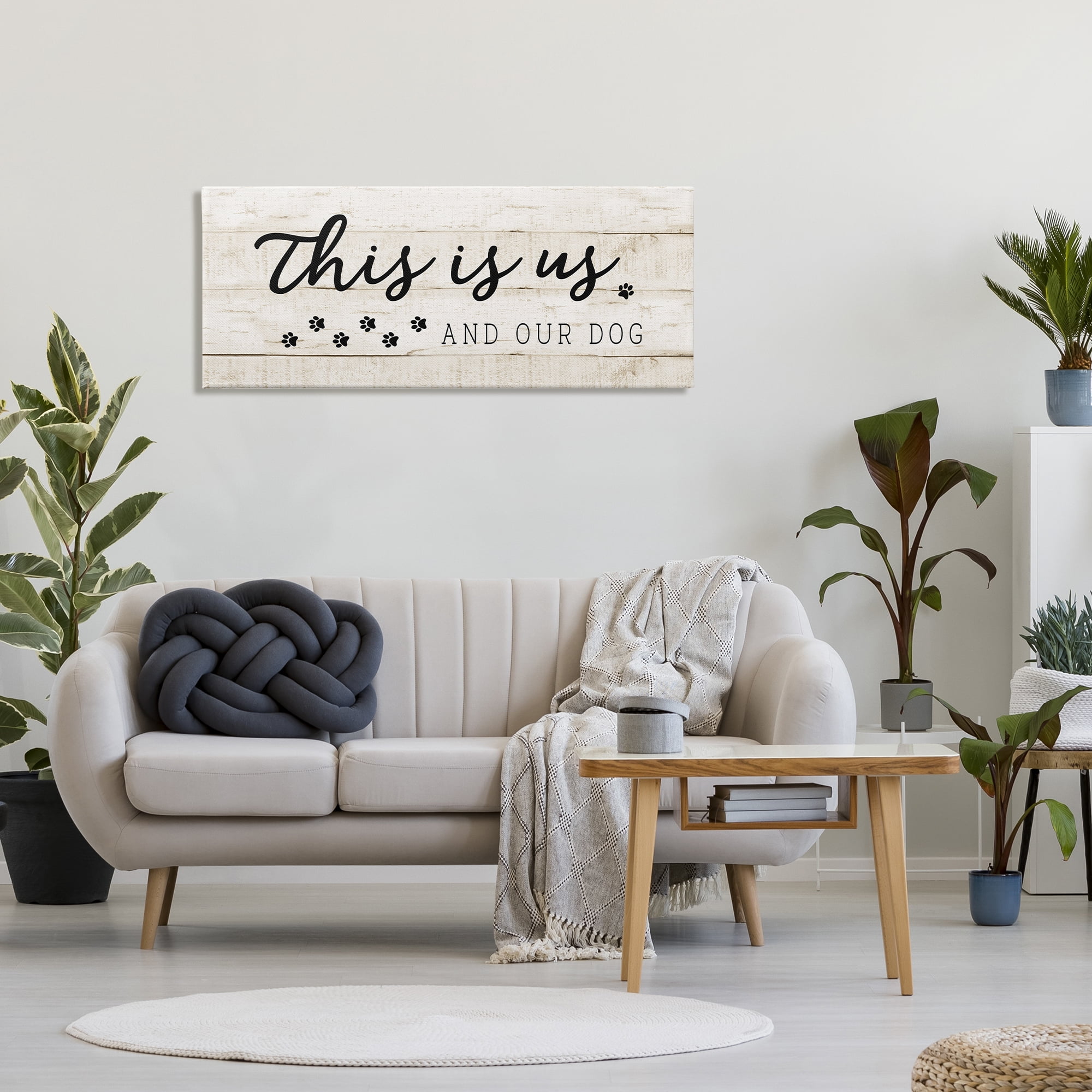 Stupell Industries This Is Us and Our Dog Pet Phrase Inspirational Painting Gallery Wrapped Canvas Print Wall Art, 20 x 48