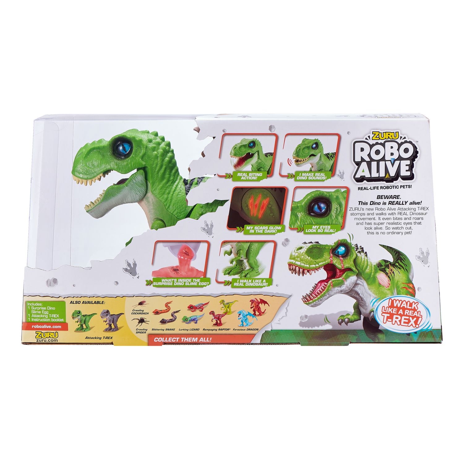 1 jouet dinosaure T-Rex à l’attaque Robo Alive Série 2 par ZURU