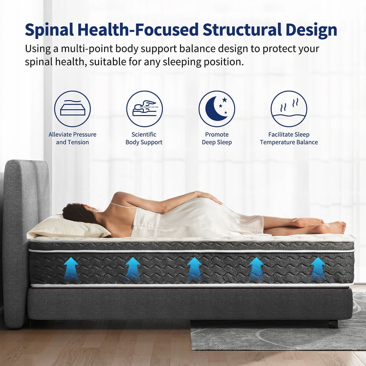14" King Size Mattresses, Gel Memory Foam Hybrid Mattress in a Box with Independent Spring, Soft and Comfortable, Pressure Relief, CertiPUR-US Certified, Medium