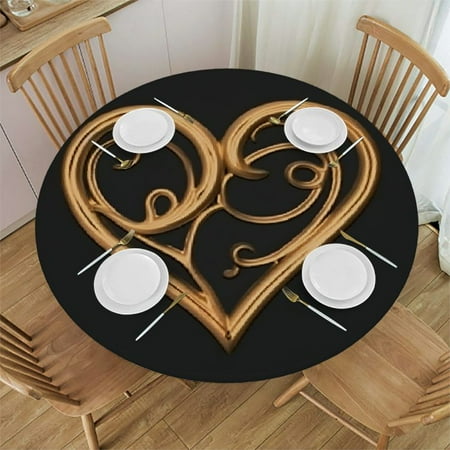 

YANMS Heart Round Table Cover for Home Kitchen/Parties Holiday Dinner Decor 100% Polyester Fiber 38-42