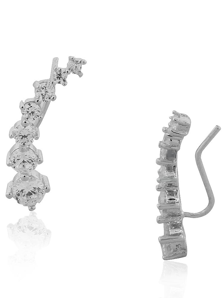 925 Sterling Silver White CZ Ear Crawler Earrings