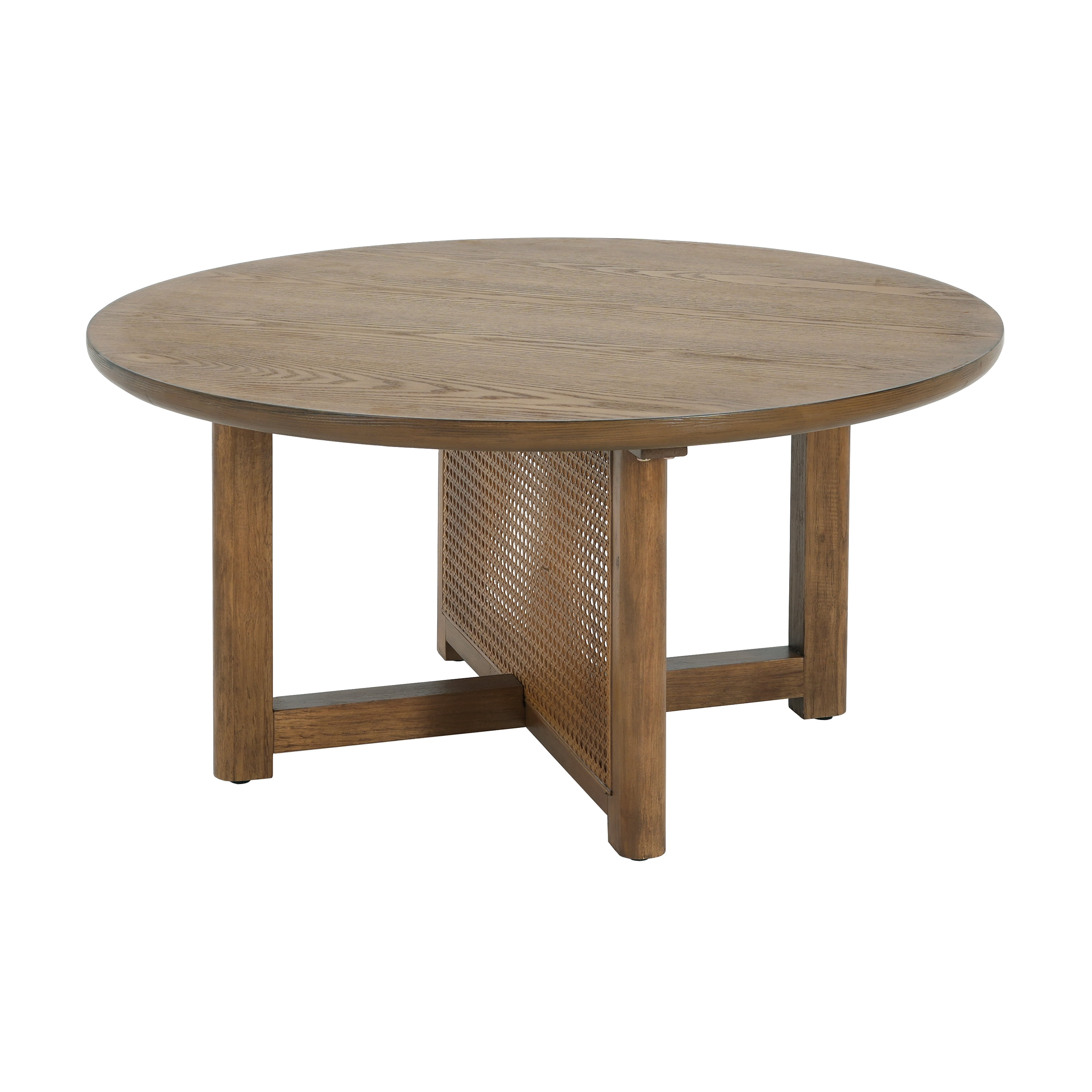 Euroco 32inch Round Dining Table for 4,Rattan Woven Wood Kitchen Table for Kitchen Living Room,Dining Room,Natural