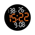 thumbnail image 1 of Abbracc 10 inch Wall Clock Time Week Date Temperature Humidity Display Round Digital LED Orange, 1 of 9