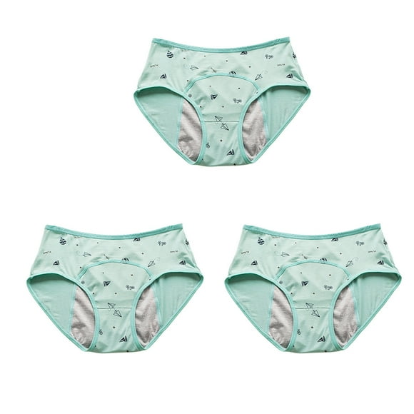 stanreset Cartoon Girls' Period Panties Physiological Menstrual Underwear Briefs Lingerie Breathable Soft For Daughter Female Light Green S