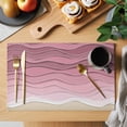 thumbnail image 2 of Pink Ocean Waves Placemats Set of 4 Abstract Beach Ocean Ombre Stripes Place Mats Indoor Wipeable Table Mats Washable Cloth Dining Table Placemats for Kitchen Holiday Party Home Decor 13x19 Inch, 2 of 9