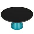 thumbnail image 6 of LeisureMod 30" Round Coffee Table with Glass Top and Black Powder-Coated Iron Rim Tempered Glass Pedestal Base No Assembly for Modern Home, Living Room Tully Collection in Blue/Black, 6 of 18