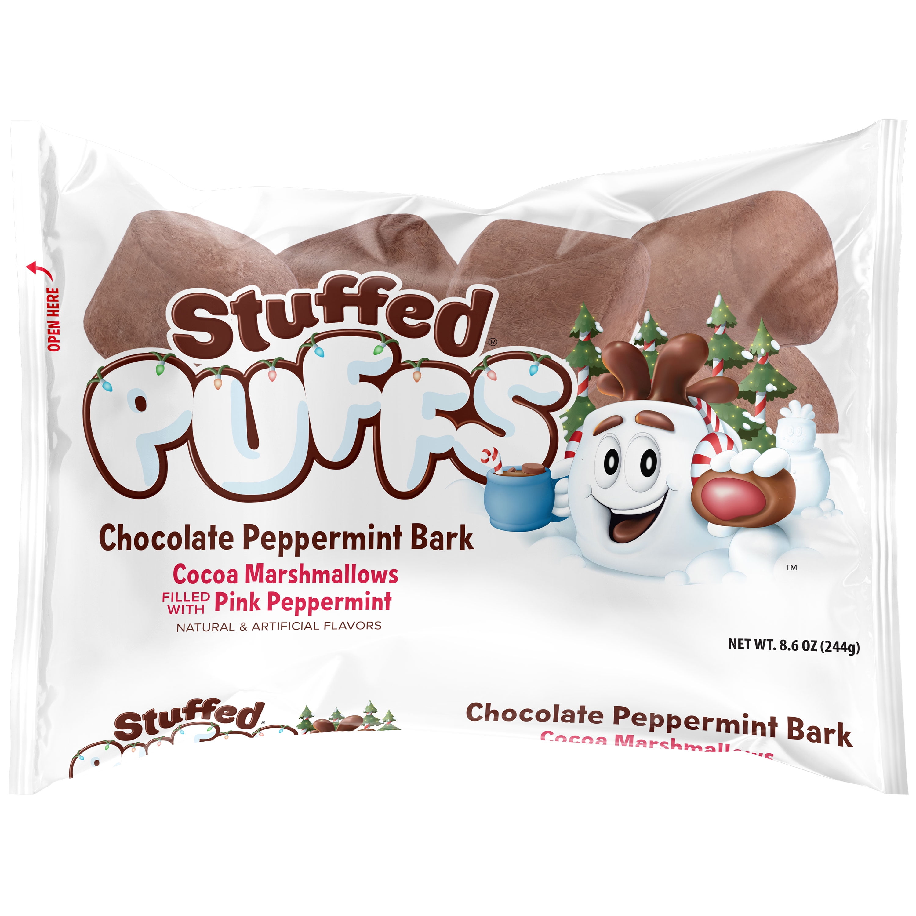 Stuffed Puffs ® Chocolate Peppermint Bark Cocoa Marshmallows Filled