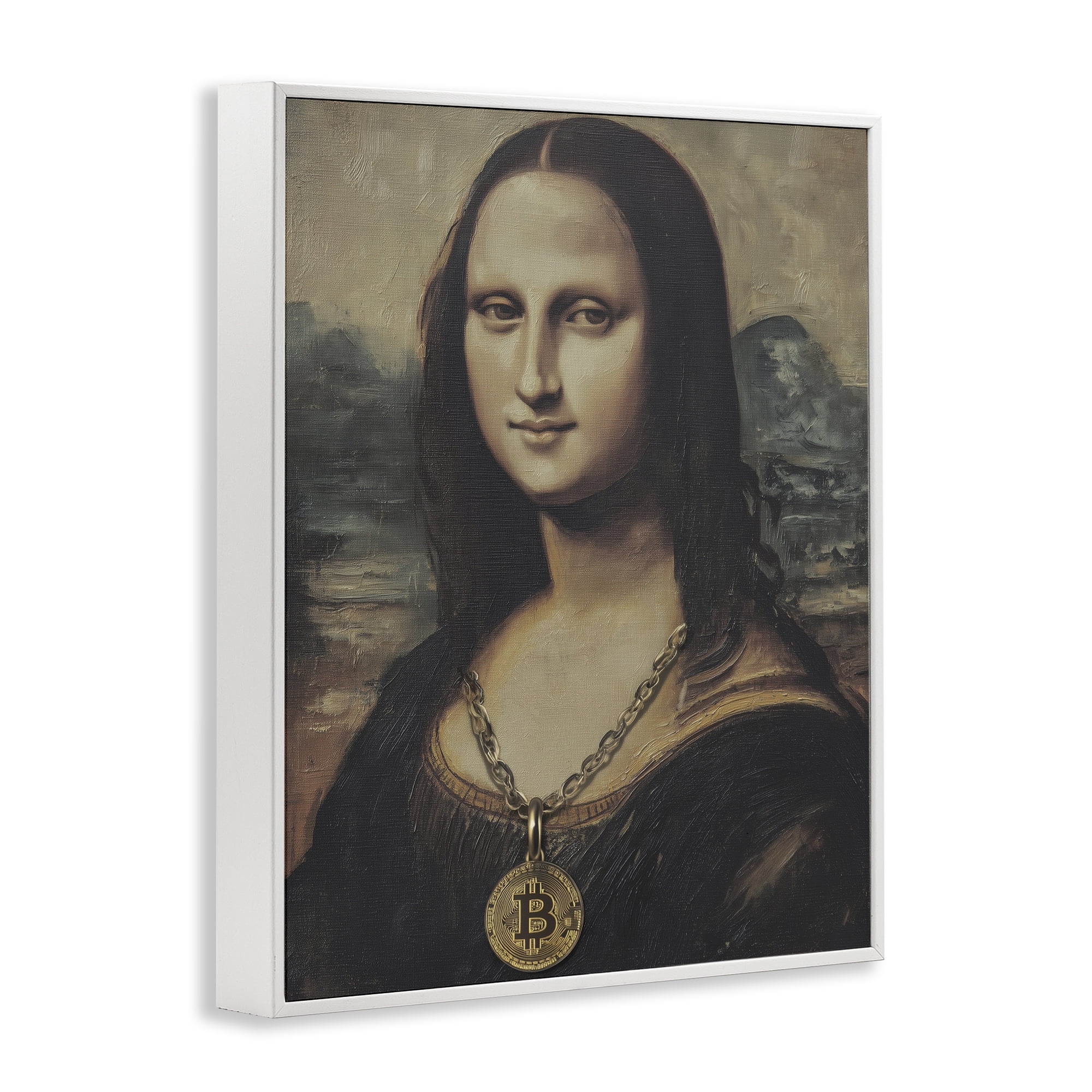 Stupell Industries Iconic Bitcoin Smile Classic White Framed Giclee Art, design by Svetlana Aleynikova