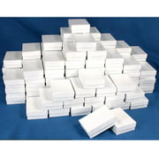 100 White Swirl Cotton Boxes Charm Jewelry Gift Display