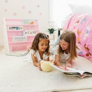 Wildkin Canvas Sling Book Shelf for Boys and Girls, Wooden Design Features Four Shelves - White w/ Pink