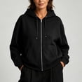 thumbnail image 2 of yillto Womens Coat Hooded Casual Sweatshirt Lightweight Zip up Fall Loose Drawstring Jackets with Pockets, 2 of 7