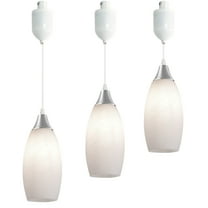 Kiven J-Type track lighting pendants Adjustable Height,Modern J track pendant lights with frosted Art Glass Lampsade,Decorative Track Lighting Fixture, 3-Light