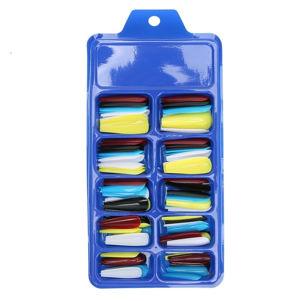 Juego de 100 puntas acrílicas para uñas postizas, cobertura total, color puro, artificiales, 10 unidades