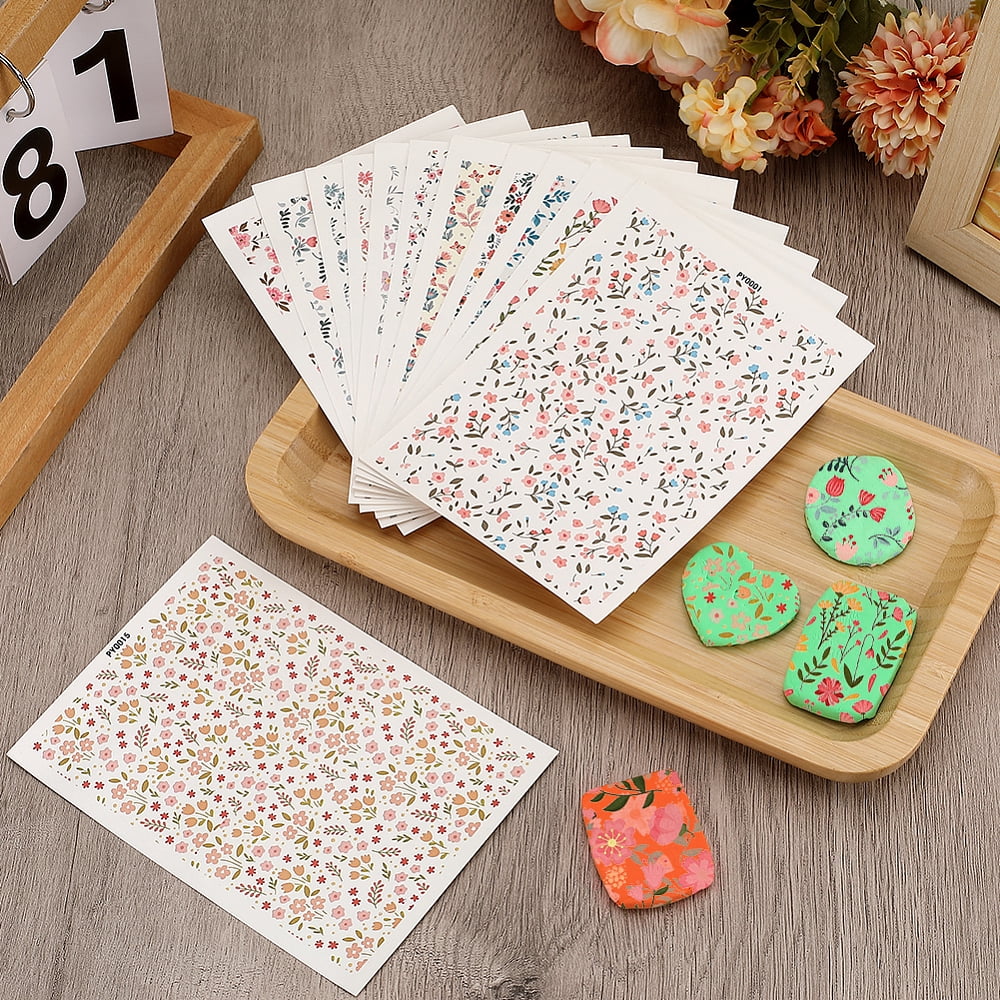 16 Sheets 16 Style Flower Pattern Ceramics Clay Water Transfer Paper Underglaze Transfer Decals for DIY Earrings Pendants Hair Clip